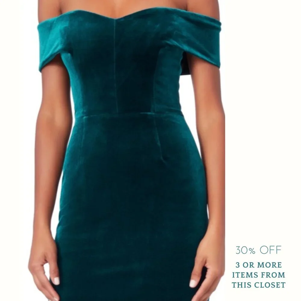 NWT Nicholas Off Shoulder Velvet Mini Dress - Picture 2 of 9